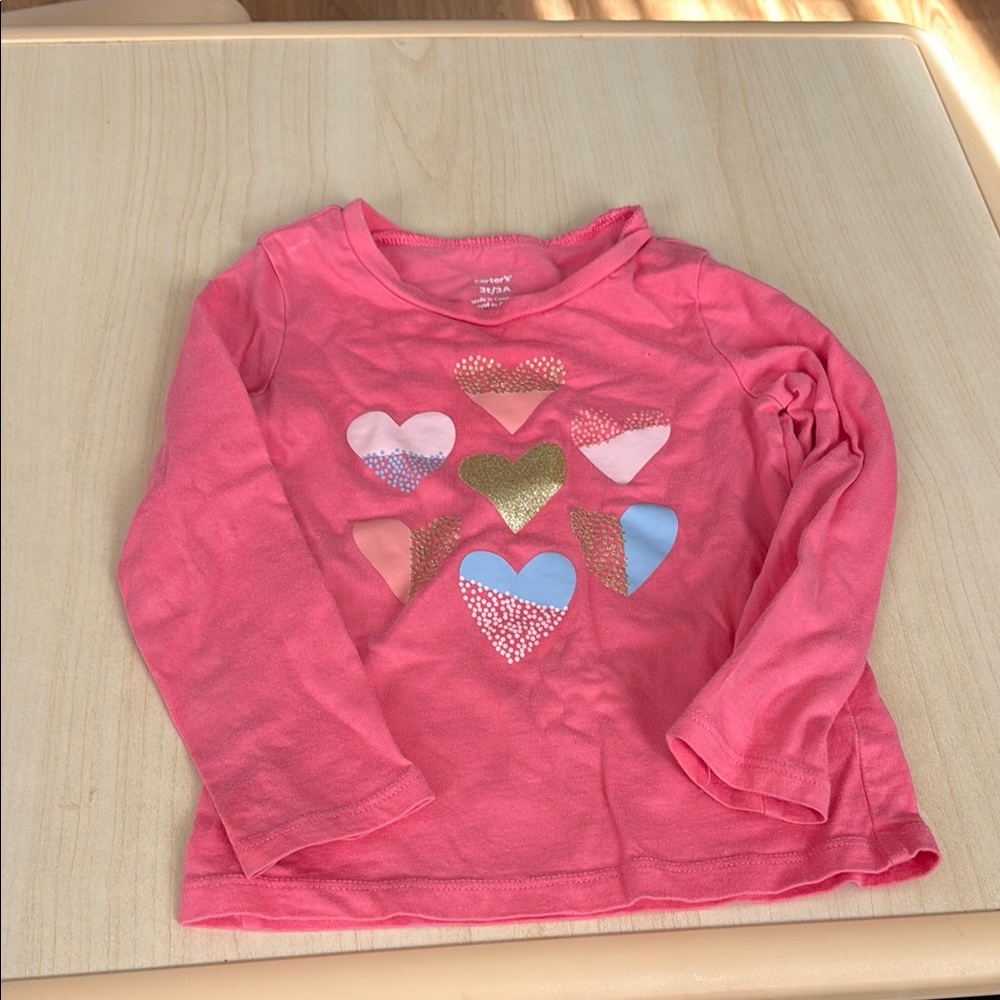 Carter’s Pink Heart Pattern Kids Shirt